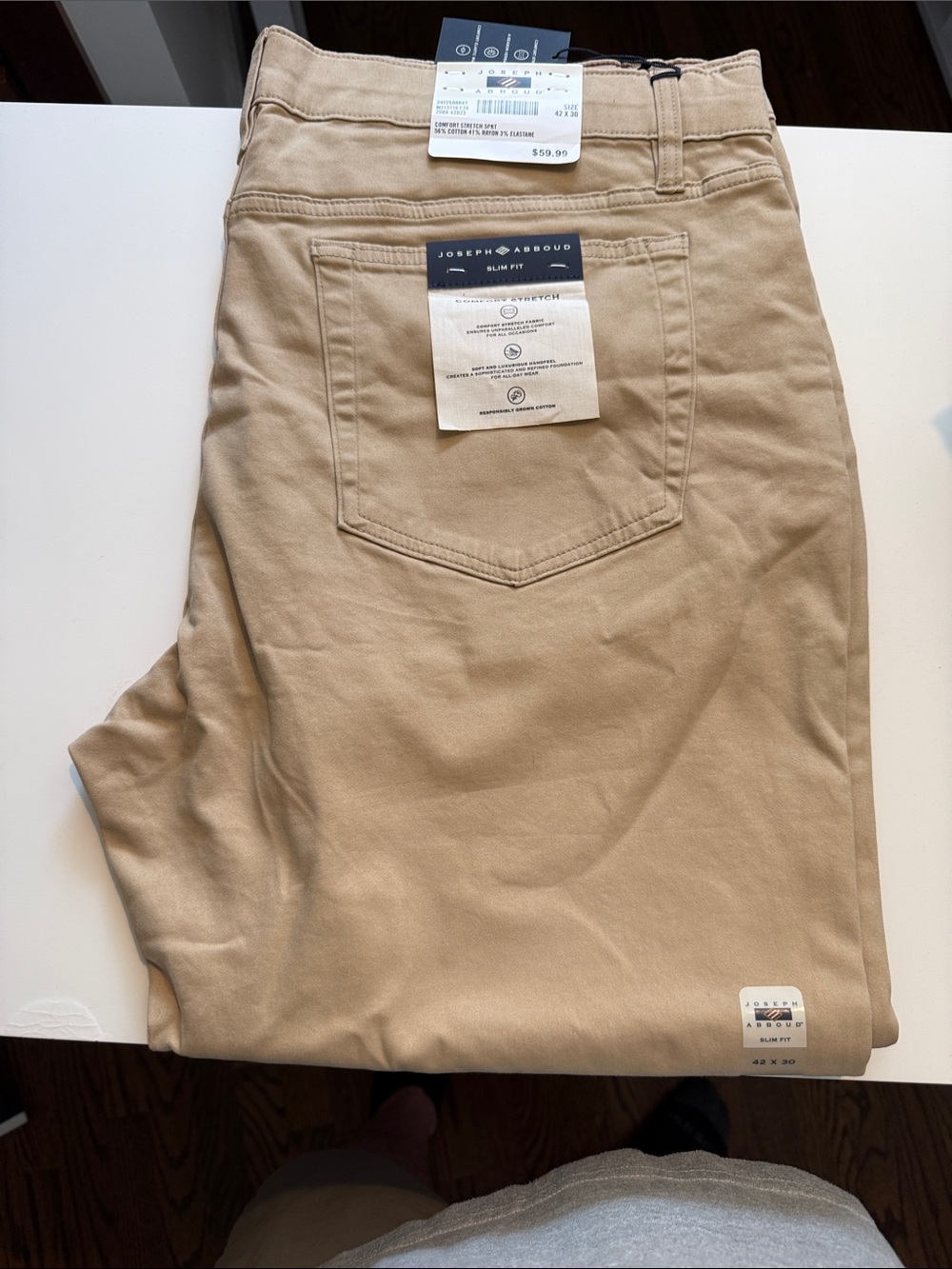 Joseph Abboud Slim Straight Chinos in Beige